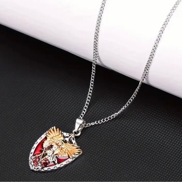 Silver and Gold Angel Pendant Necklace. - Picture 3 of 6